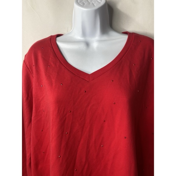 Quacker Factory QVC Womens Sequined Shirt Size Large Fall Winter Holiday Cozy - Picture 2 of 13